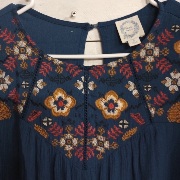 Blue Rain Francesca's Size Small Mini Dress Or Long Shirt Blue Floral Boho - Picture 9 of 12